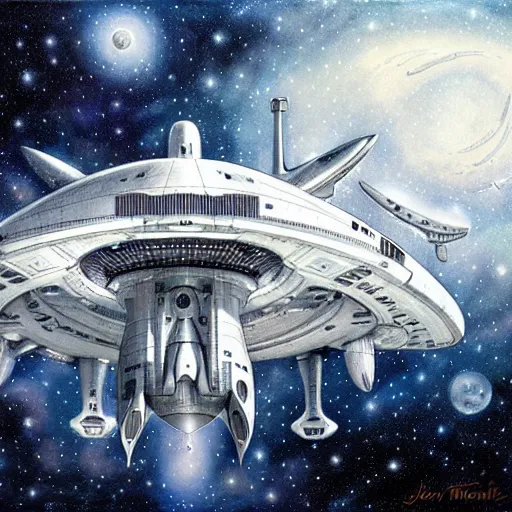 Prompt: design only, white background, symmetry, starship enterprise, by jean - baptiste monge