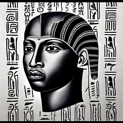 Image similar to “ never seen before hieroglyphics portrait of 2 1 savage, ultra 4 k resolution, recruiting for durag activities ”