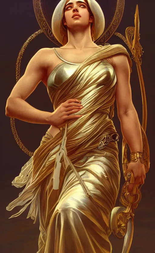 Image similar to ! dream the goddess athena, greek mythology, intricate, upper body, highly detailed, digital painting, artstation, concept art, sharp focus, cinematic lighting, illustration, art by artgerm and greg rutkowski, alphonse mucha, cgsociety