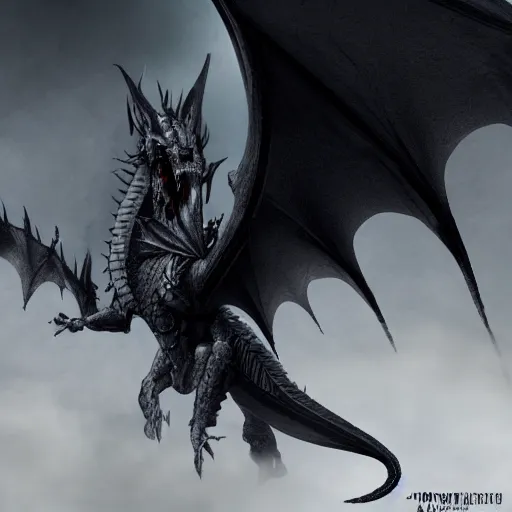 Image similar to a highly detailed horrific shot of a ghostly western dragon that's fading into black fog and deep dark obscure shadow, wings are clouds of darkness, creating an ominous presence, artstation, deviantart, dark lighting, unreal engine 5 render