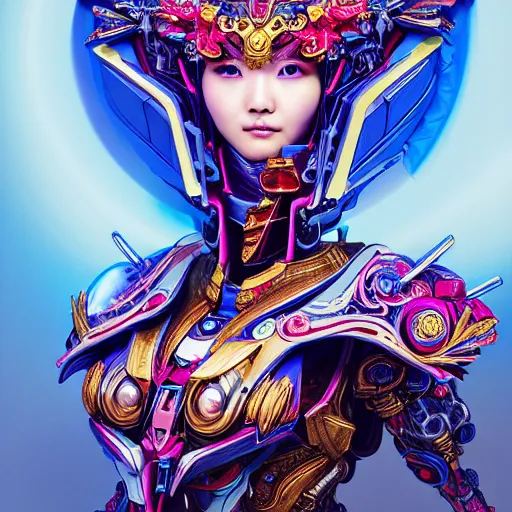 Prompt: studio portrait of lee ji - eun as colorful divine mech paladin transformers, absurdly beautiful, elegant, sexy, super fine surreal detailed facial by kim jung gi, irakli nadar, intricate lines, clear focus, vivid colors, matte, octopath voyager, final fantasy, unreal engine, highly rendered, global illumination, radiant light, during a blood moon