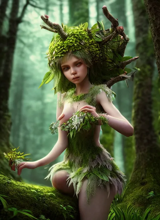 Prompt: cute forest fairy ultra realistic, concept art, intricate details, highly detailed, photorealistic, octane render, 8 k, unreal engine,