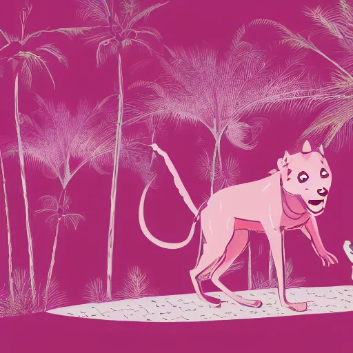 Image similar to illustration of pink panter walking