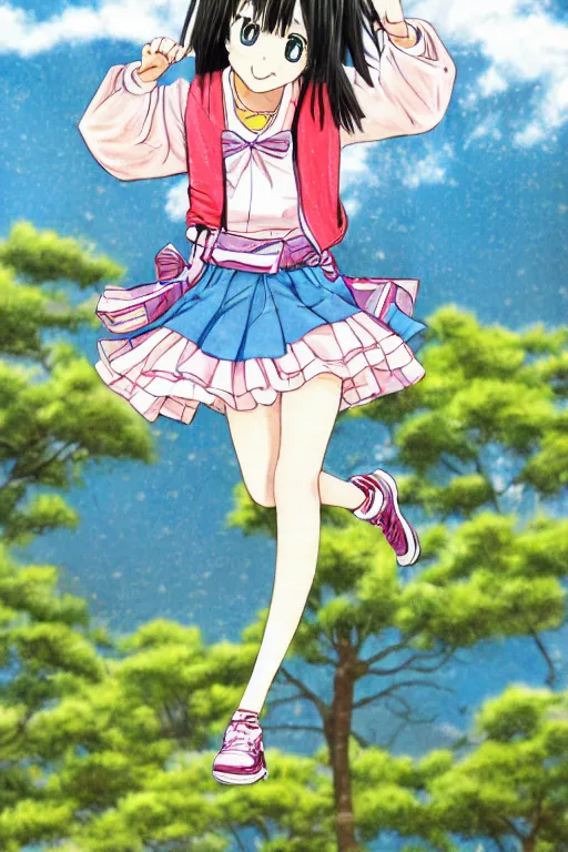 Image similar to high detail portrait of japanese manga high school girl, jump, sunday, hakusensha