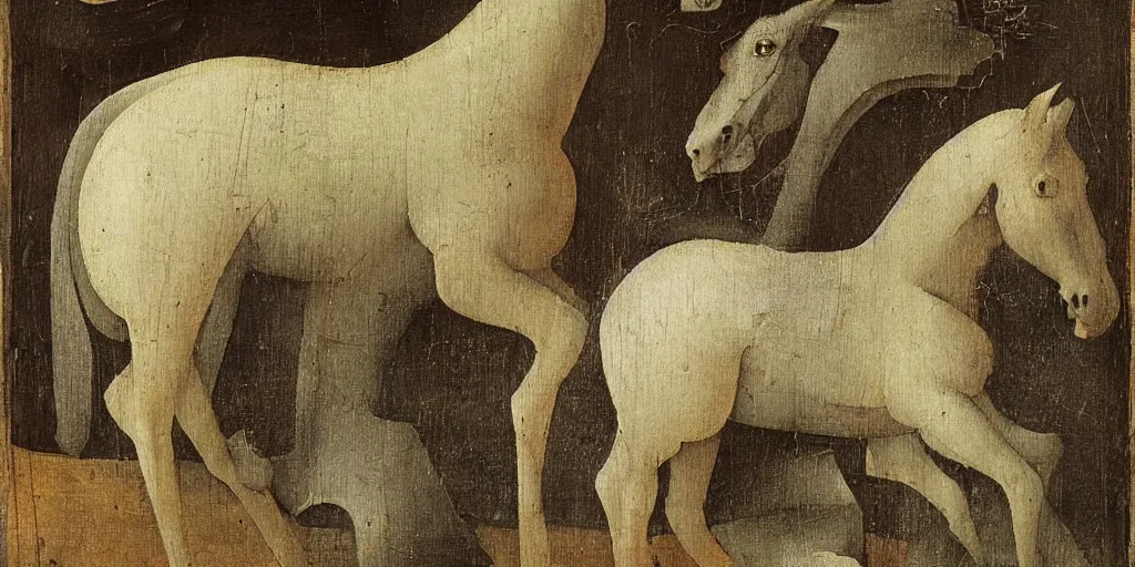 Image similar to hieronymus bosch, a horse, insanley detailed