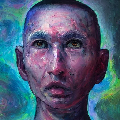 Prompt: an oil painting of consciousness becoming aware of itself as the formless ground of existence transcending the mundane appearance of a monk ultra high detail trending on artstation monet