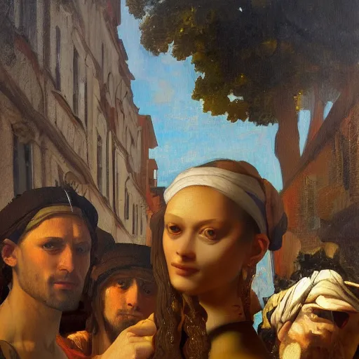 Image similar to a, dmitry spiros, leonardo da vinci, jacques - louis david, johannes vermeer, 8 k, wide angle, trending on artstation,