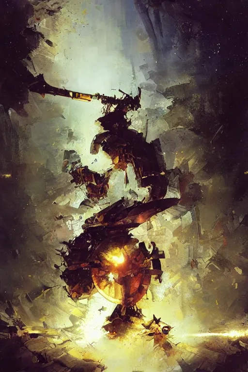 Prompt: you carry the emperor's will as your torch. with it destroy the shadows!, by ryohei hase, by john berkey, by jakub rozalski, by john martin