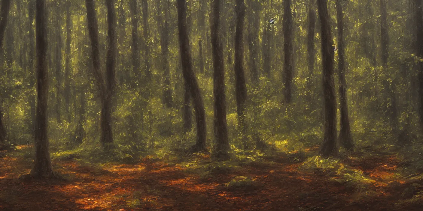 Image similar to a forest, cinematic lighting, detailed oil painting, hyperrealistic, 8k