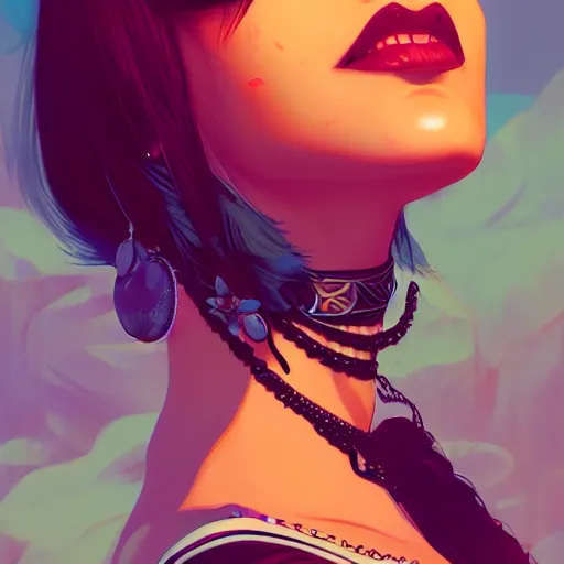 Image similar to a portrait of a beautiful punkrock gypsy, art by ilya kuvshinov and wlop and artgerm and josan gonzalez, digital art, highly detailed, intricate, sharp focus, trending on artstation hq, deviantart, pinterest, unreal engine 5, 4 k uhd image