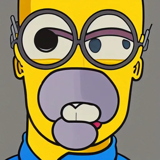 Image similar to full view of homer simpson from serial experiments lain, style of yoshii chie and hikari shimoda and martine johanna, highly detailed, realistic, real life