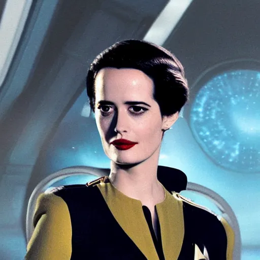 Prompt: portrait of eva green as a star fleet officer from star trek next generation