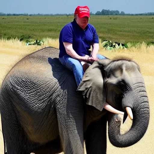 Prompt: Donald Trump riding an elephant