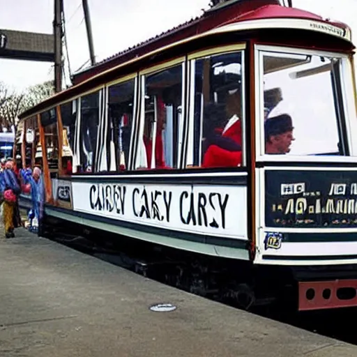 Image similar to a cablecar that looks like jim carrey