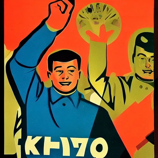 Image similar to an early 60’s Soviet propaganda poster