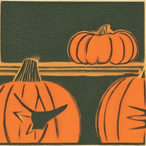 Image similar to a vintage risograph of a pumpkin