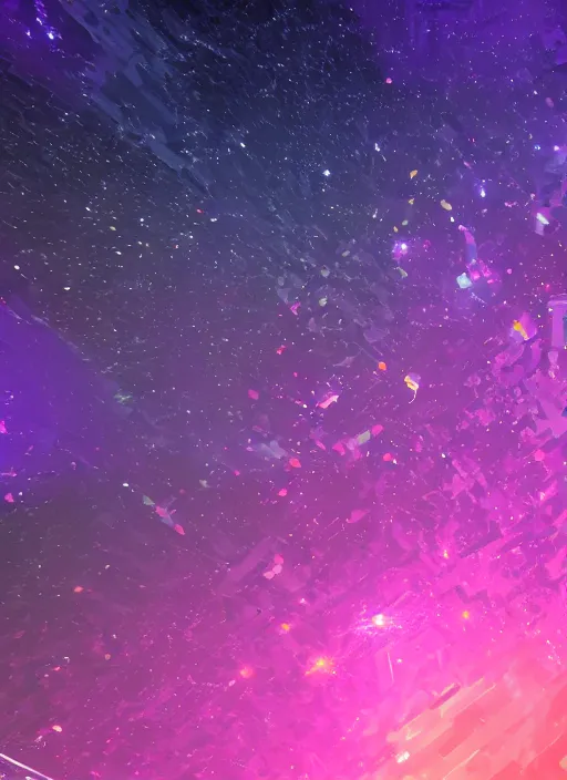 Prompt: purple and yellow abstract, voxel - based galaxy background, unreal engine, high contrast, high quality wallpaper, 4 k