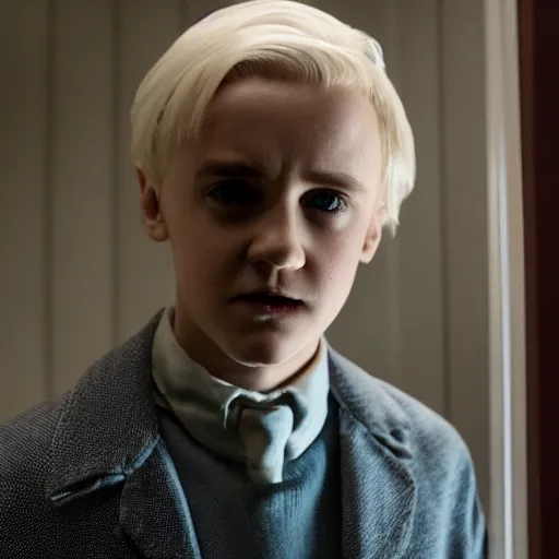 Image similar to Draco Malfoy in Stranger Things, high resolution photo