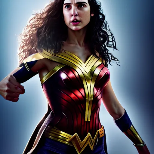 Image similar to gal gadot as hermione, professional photography, action shot, studio lighting, motion blur, hyper detailed, trending on artstation