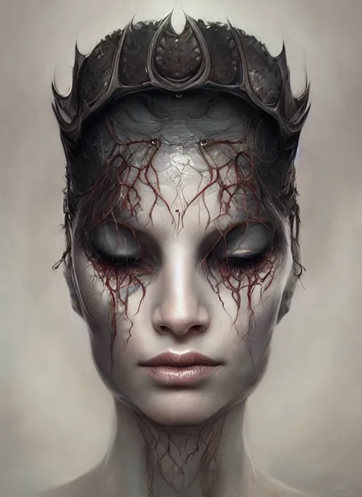 Image similar to a detailed facial portrait of the queen of blades, a beautiful face, mutation, by tom bagshaw, by artgerm, by wlop, by zdzisław beksinski, bastien lecouffe - deharme trending on artstation