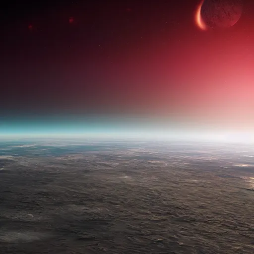 Prompt: horizon of an exoplanet, view from space, artstation, cinematic