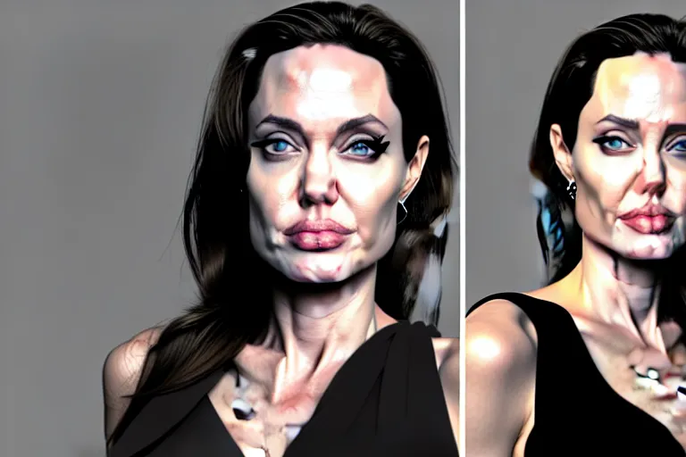 Prompt: angelina jolie is the rock from wwe, rtx, sunlight, many details, octane render, high quality, 8 k