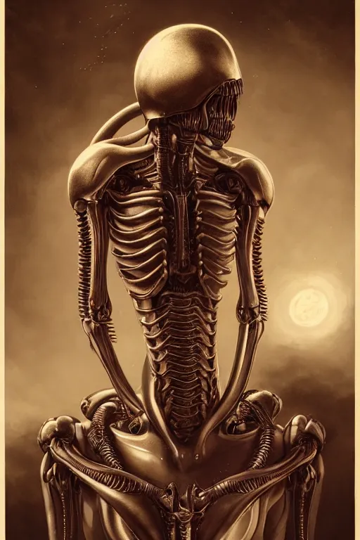 Image similar to a beautiful ultradetailed vintage photo of a xenomorph, by tom bagshaw and anna dittman, portrait, 2 4 mm lens, golden ratio composition, detailed face, studio photography, very detailed, humanoids, industrial robots, artstation, 8 k, highly coherent