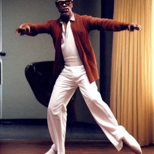 Image similar to Samuel L. Jackson as a ballerina, dancing elegantly