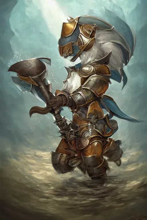 Prompt: cute little anthropomorphic dolphin knight wearing a cape, riding a tiger, tiny, small, miniature , animal, short, adorable, pretty, beautiful, DnD character art portrait, matte fantasy painting, DeviantArt Artstation, by Jason Felix by Steve Argyle by Tyler Jacobson by Peter Mohrbacher, cinematic lighting