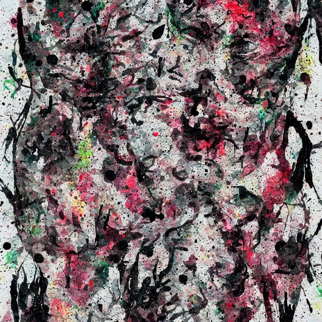 Image similar to camo made of teeth, smiling, abstract, francis bacon artwork, cryptic, dots, spots, stipple, lines, splotch, color tearing, pitch bending, faceless people, dark, ominious, eerie, hearts, minimal, points, technical, old painting, neon colors