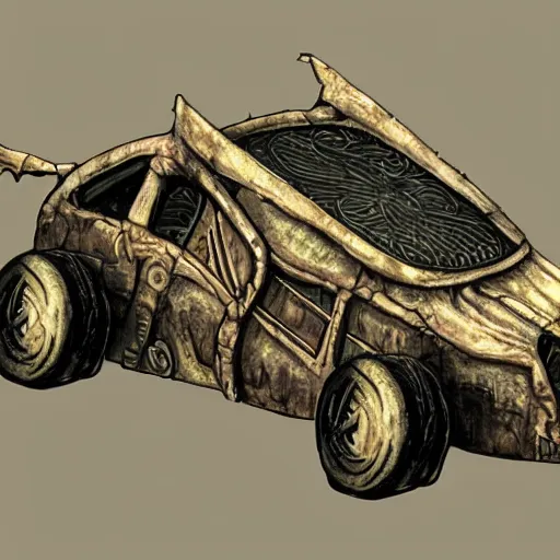 Prompt: planescape art style car concept