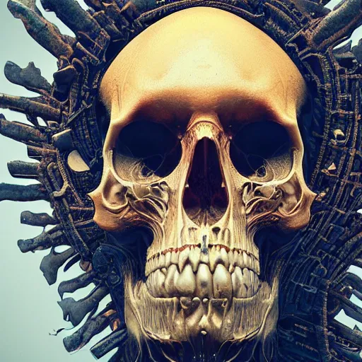 Image similar to portrait_of_a_melting_skull._intricate_abstract._intricate_artwork._by_Tooth_Wu_wlop_beeple_dan_mumford._octane_render_trending_on_artstat