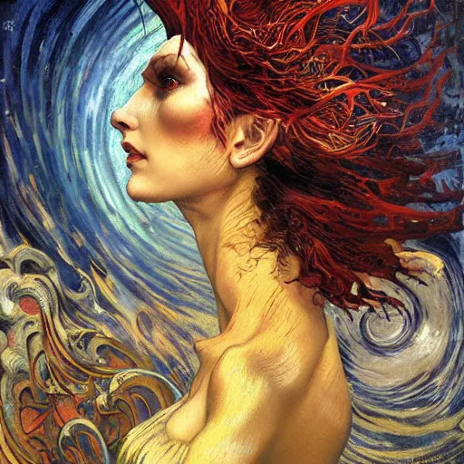 Image similar to Divine Chaos Engine by Karol Bak and Vincent Van Gogh