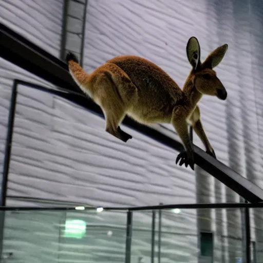 Image similar to kangaroo doing parkour at imax