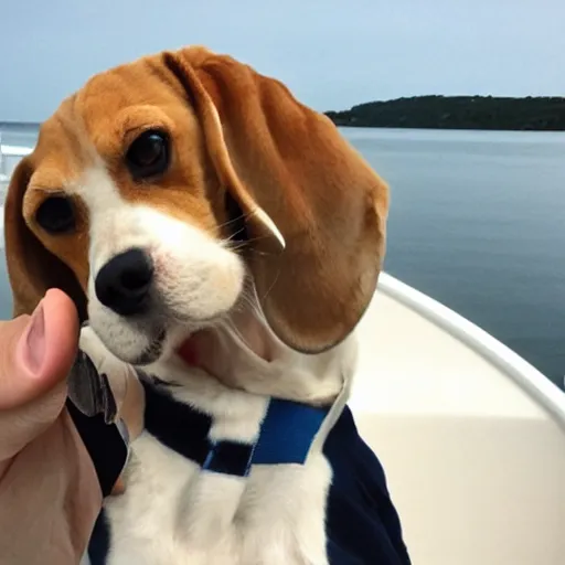 Image similar to beagle giving a thumbs up in the style of bored ape nft yacht club