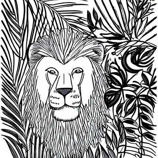 Prompt: Lion in the jungle cartoon style