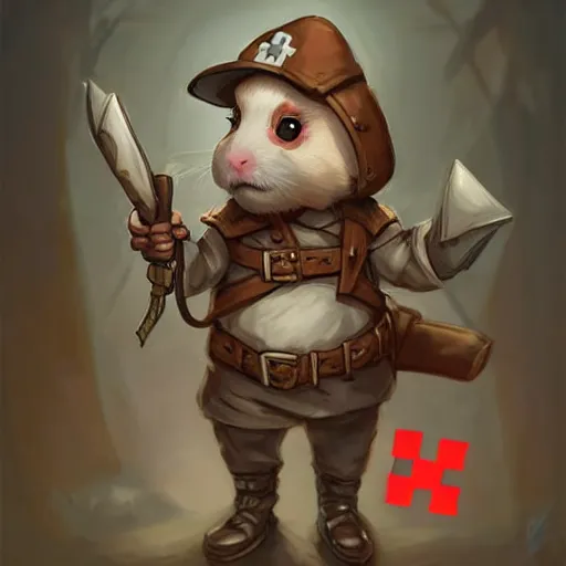 Image similar to cute little anthropomorphic Guinea Pig Field Medic, tiny, small, short, Modern Field medic with red cross, cute and adorable, pretty, beautiful, DnD character art portrait, matte fantasy painting, DeviantArt Artstation, by Jason Felix by Steve Argyle by Tyler Jacobson by Peter Mohrbacher, cinema