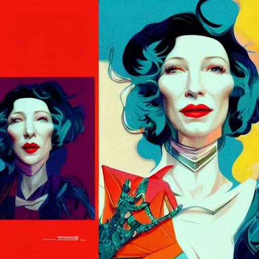 Image similar to cate blanchett, by Sachin Teng + Karol Bak + Rolf Armstrong