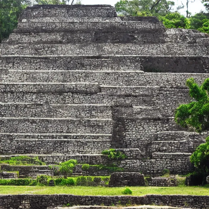 Image similar to a building in a serene landscape, ancient mesoamerican style