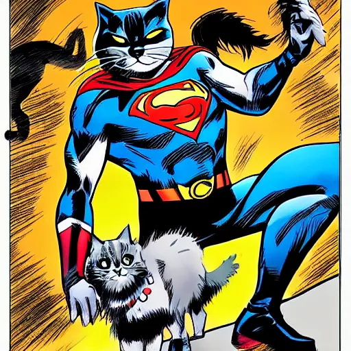 Image similar to a cat in the style of DC Comics