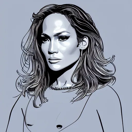 Image similar to “ jennifer lopez retro minimalist portrait by jean giraud, moebius starwatcher comic, sharp, smooth face, 8 k ”