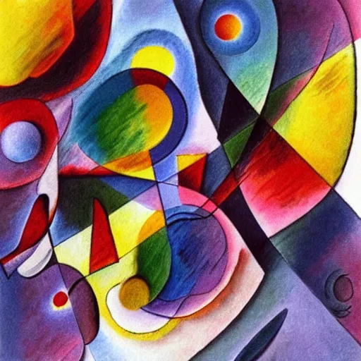Image similar to a 3d shaded illustration of abstract sketch by Kandinsky