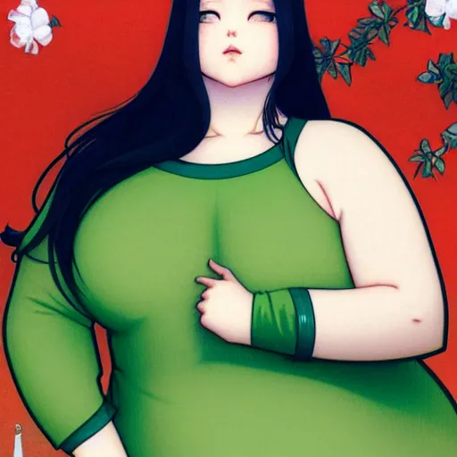 Image similar to masculine slightly overweight chonky pigeon in a green onepiece body suit, by Range Murata and Mucha