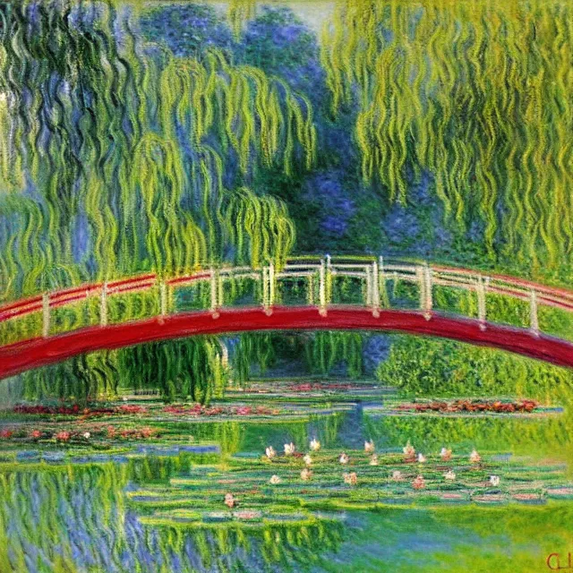 Image similar to a beautiful painting summer palace garden and lotus pond in beijing, by claude monet realistic oil painting