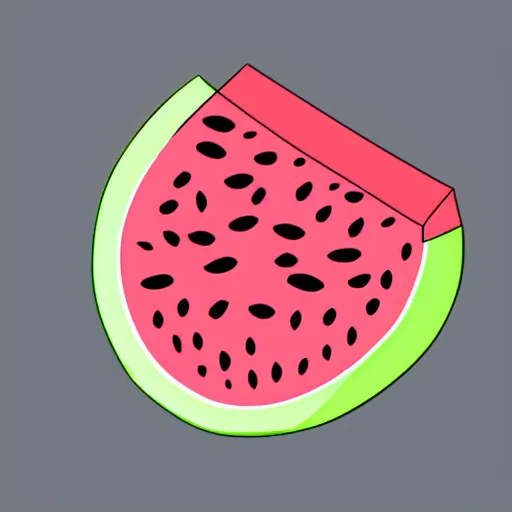 Prompt: Digital cartoon drawing of a kawaii Watermelon Slice, High quality, cel shading, thick line-art