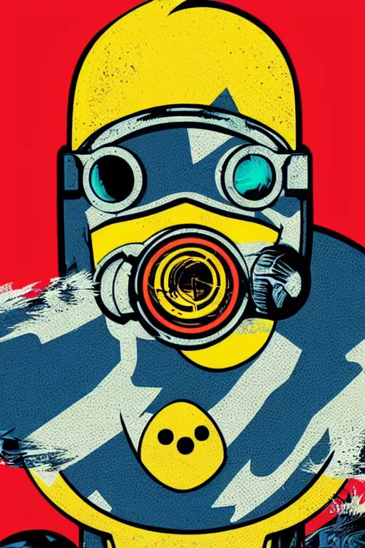 Image similar to fallout 7 6 retro futurist illustration art by butcher billy, sticker, colorful, illustration, highly detailed, simple, smooth and clean vector curves, no jagged lines, vector art, smooth andy warhol style