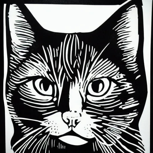 Image similar to cat linocut print by Julie de Graag