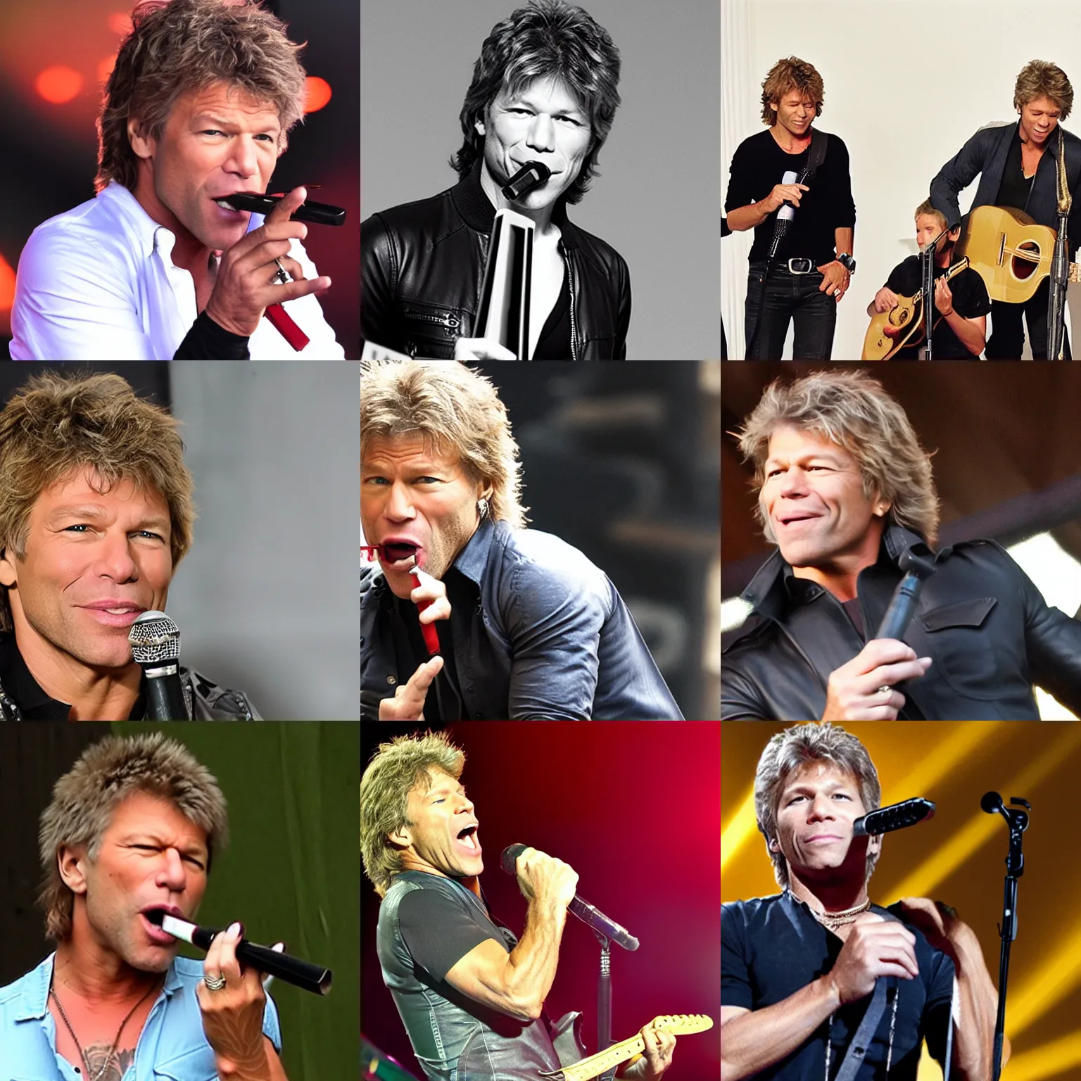 Prompt: Jon Bon Jovi playing a kazoo