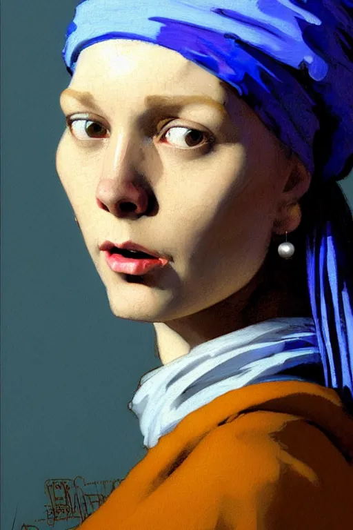 Image similar to full character portrait not the girl with the pearl earring in the style of half - life 2 team fortress 2 scout video game character art character design, painting by gaston bussiere, katsuya terada, nc wyeth, greg rutkowski, craig mullins, vermeer, frank frazetta, mucha, tom of finland, trending on artstation, jeffery catherine jones