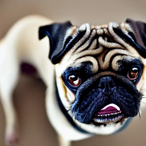 Prompt: pug smoking weed, photo realistic, dslr camera